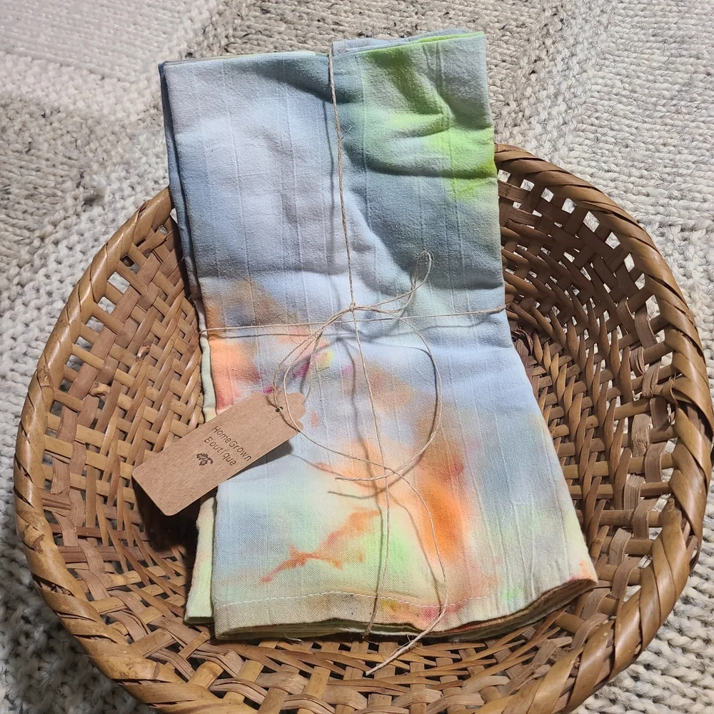 100% Cotton Tie-Dye Kitchen Tea Towel Set Of 2